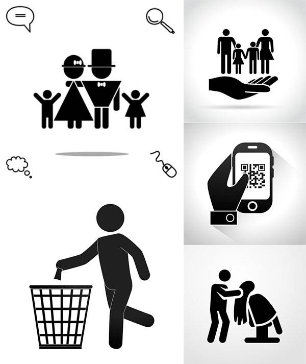 人物动作黑白图标