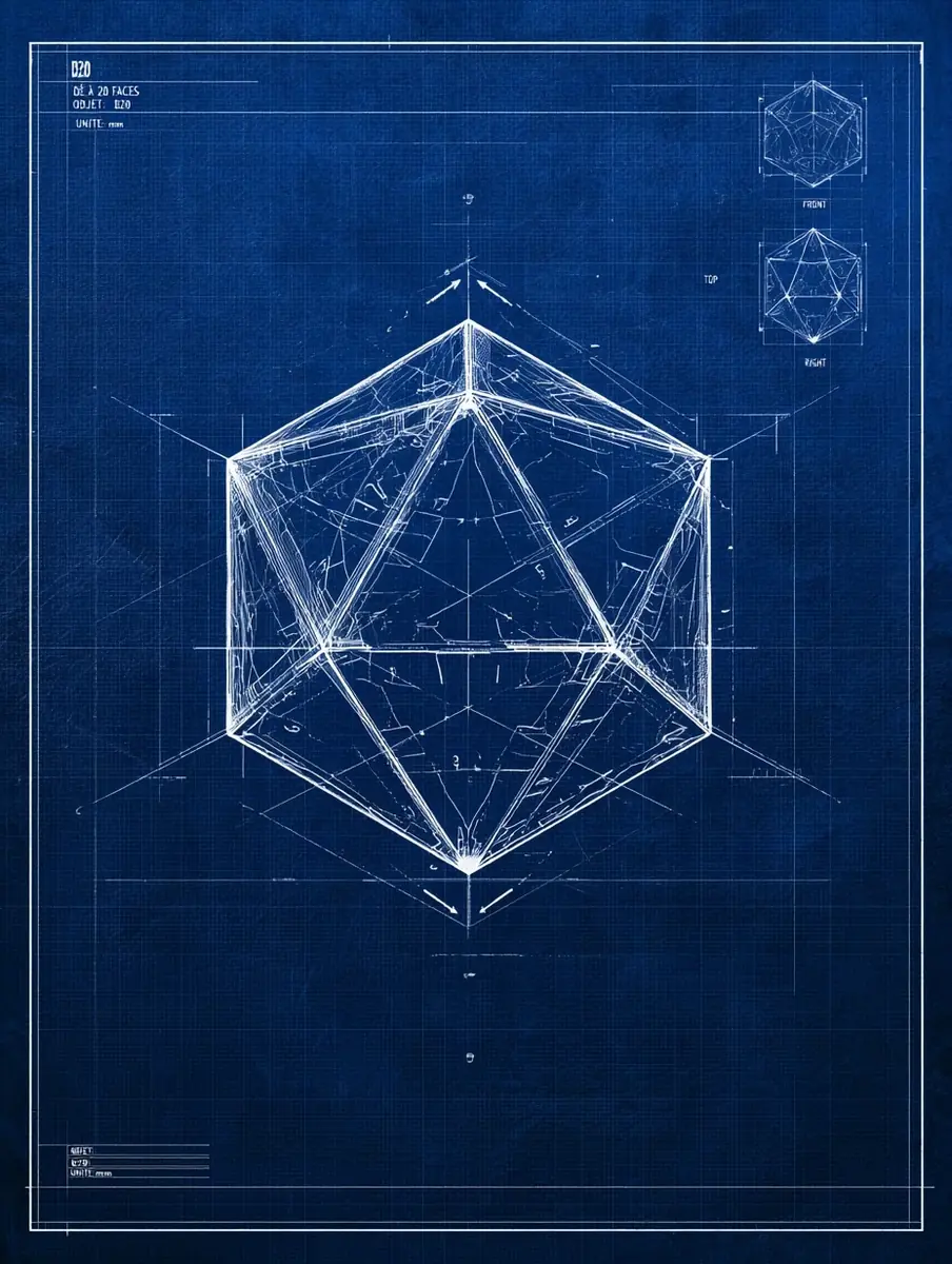 D20 Technical Blueprint Poster Midjourney提示词