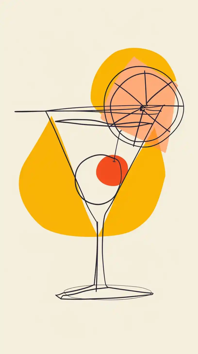 Sleek Drink Line Art Midjourney提示词
