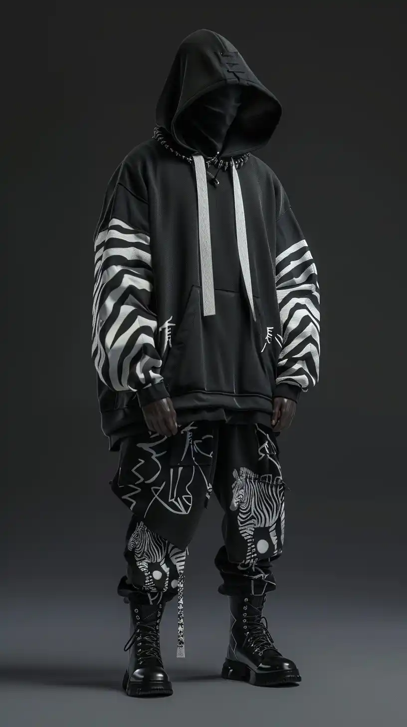 Photorealistic Zebra Hoodie Midjourney提示词