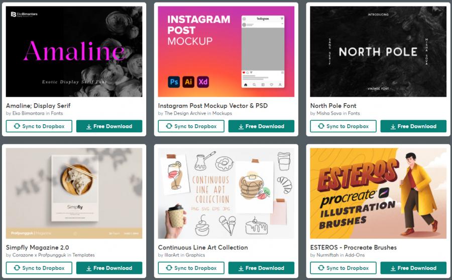 （2021年12月27日）CreativeMarket网站本周免费资源打包