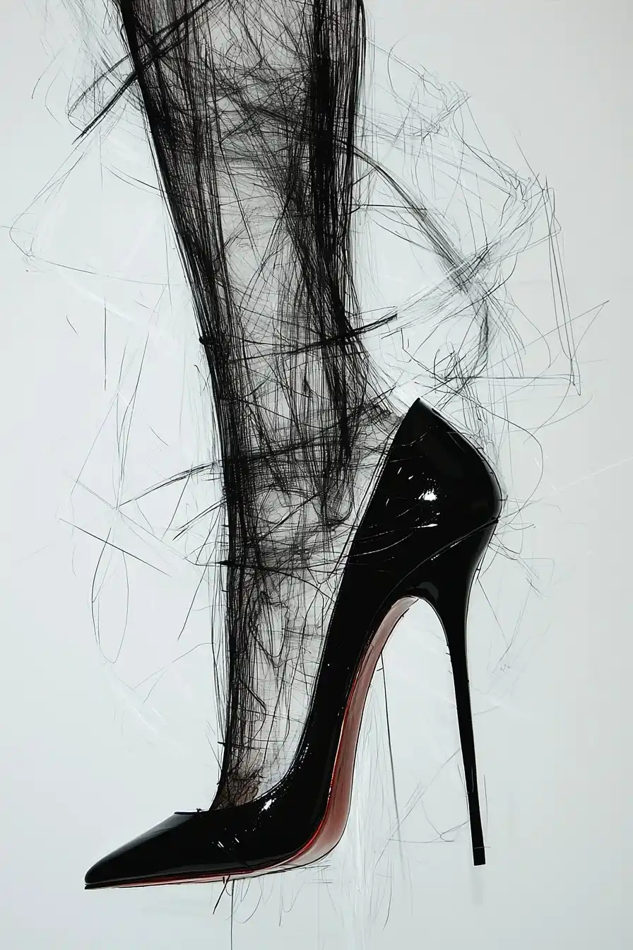 High Heels Continuous Line Sketch Midjourney提示词