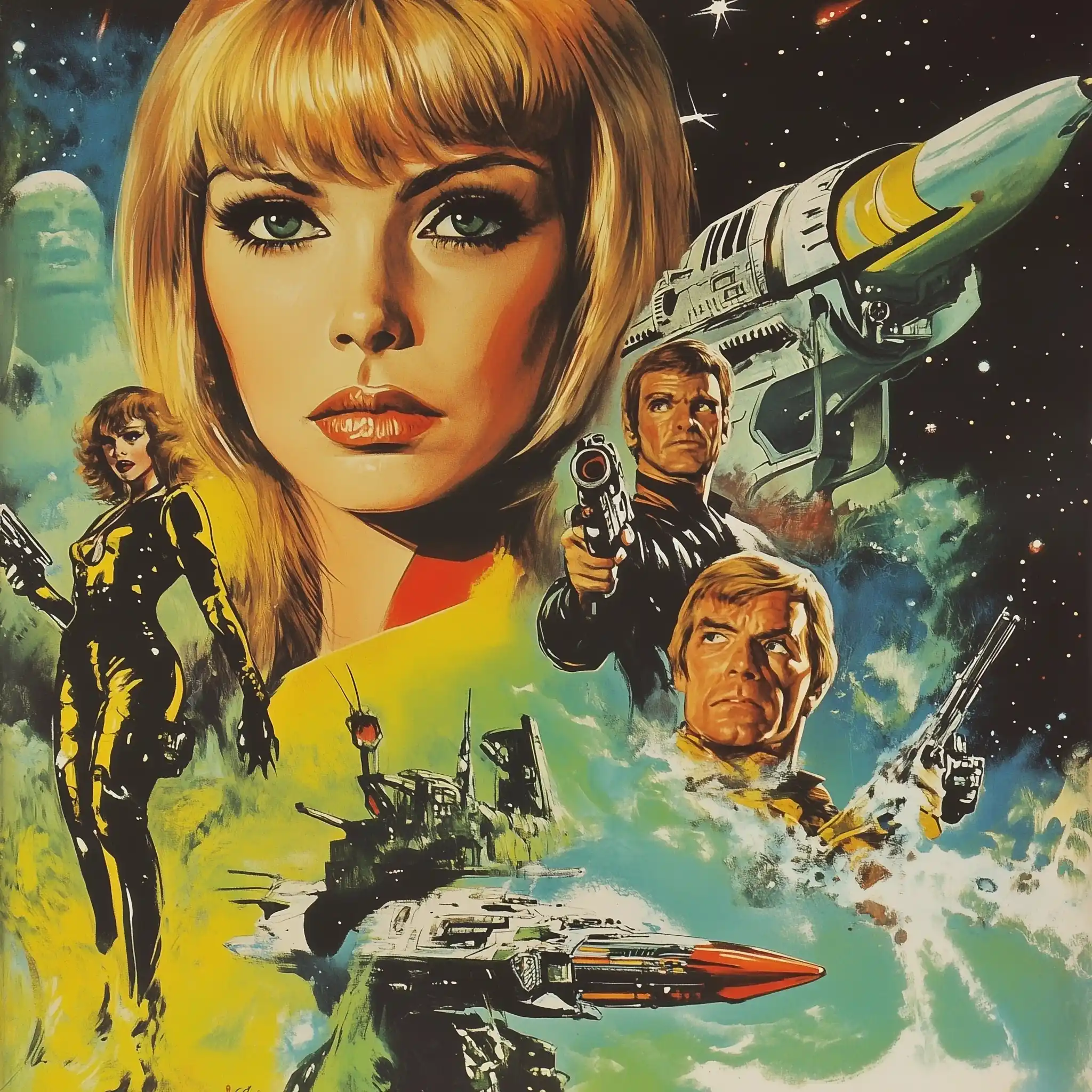 Grindhouse Sci-Fi Poster Art Midjourney提示词