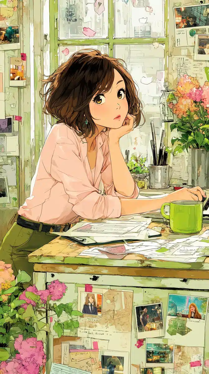 Mature Woman in Anime Style Midjourney提示词