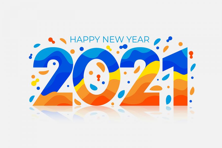 12款2021年新年快乐横幅与现实的金色数字等矢量素材打包下载
