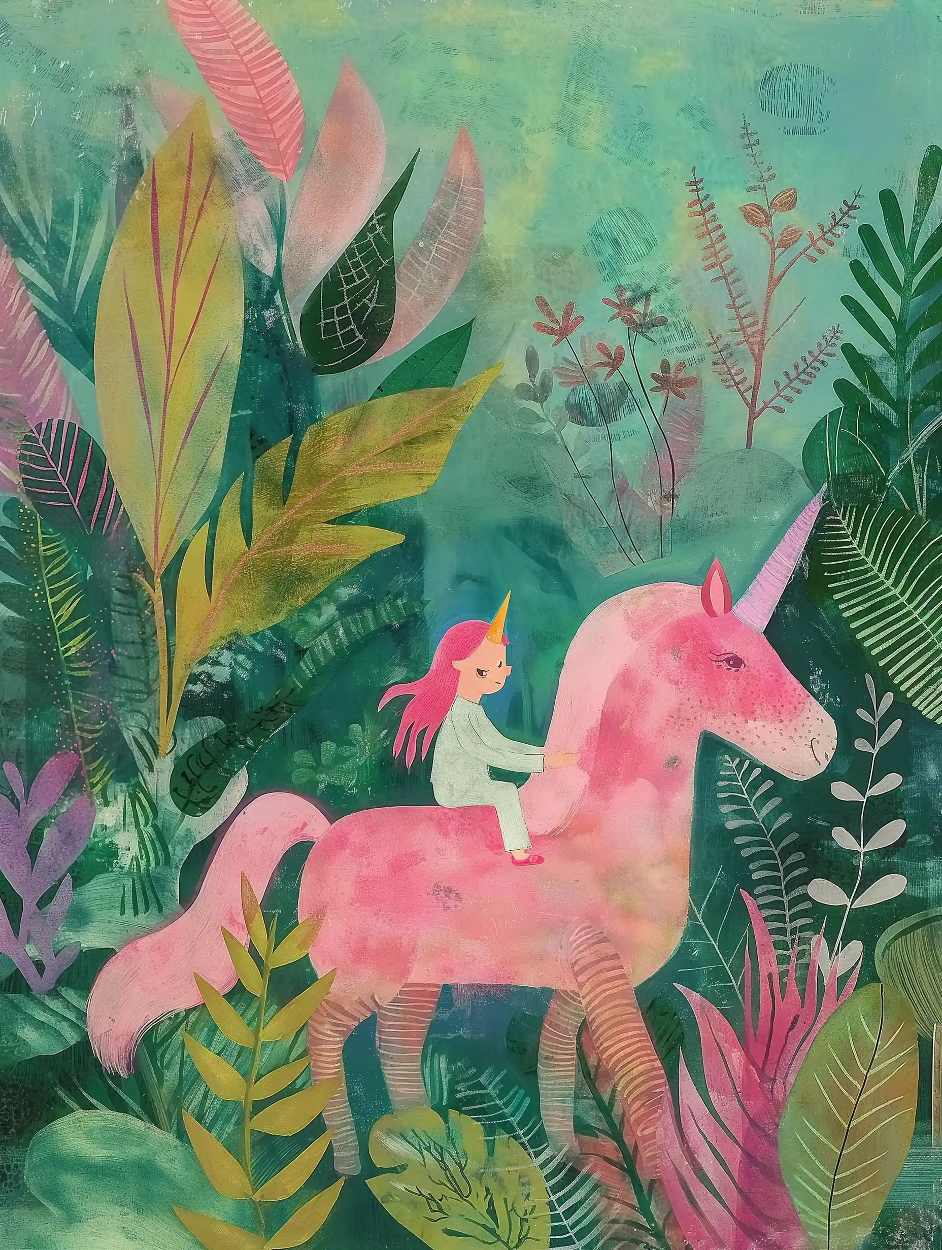 Whimsical Unicorn Jungle Midjourney提示词