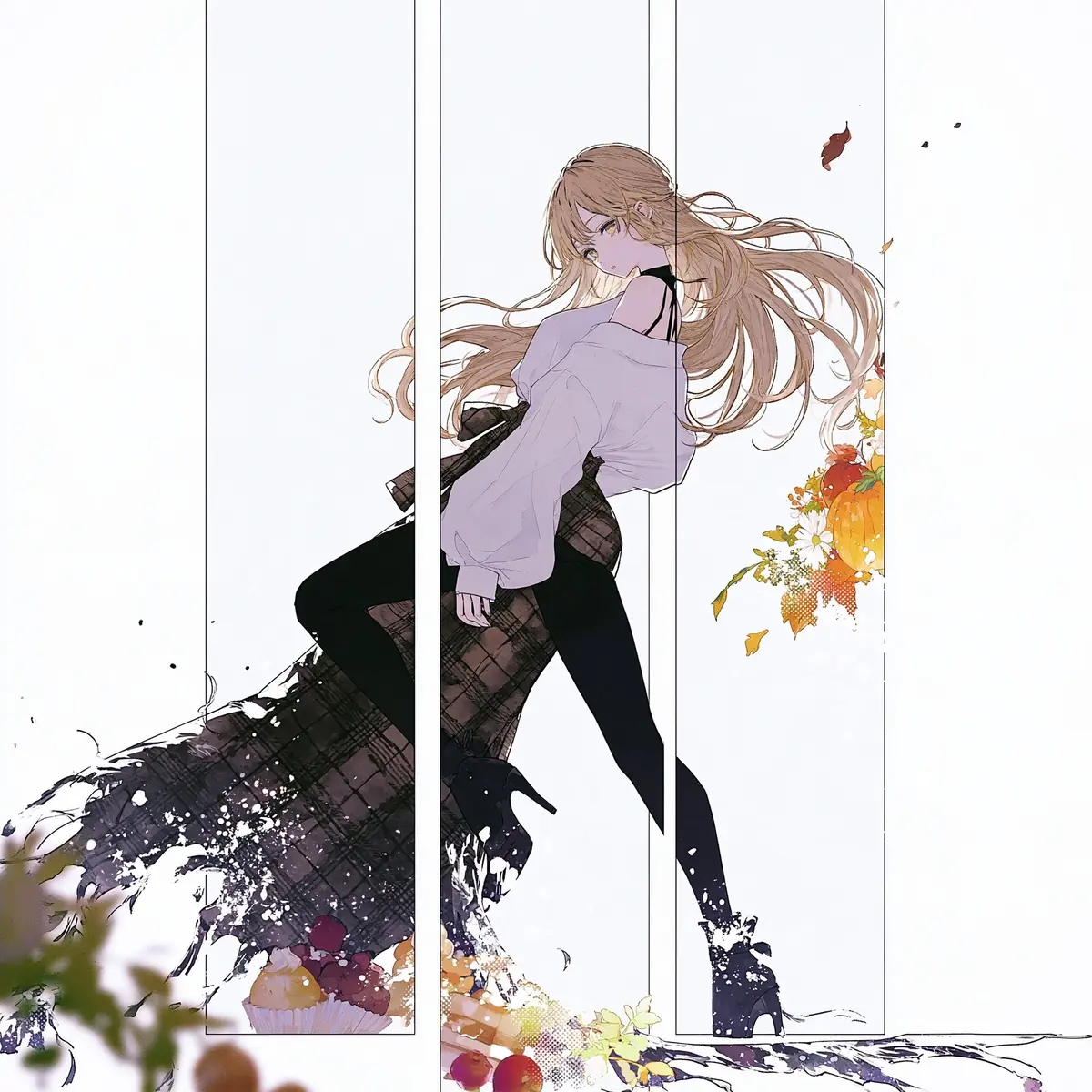 Manga Fashion Botanical Watercolor Midjourney提示词