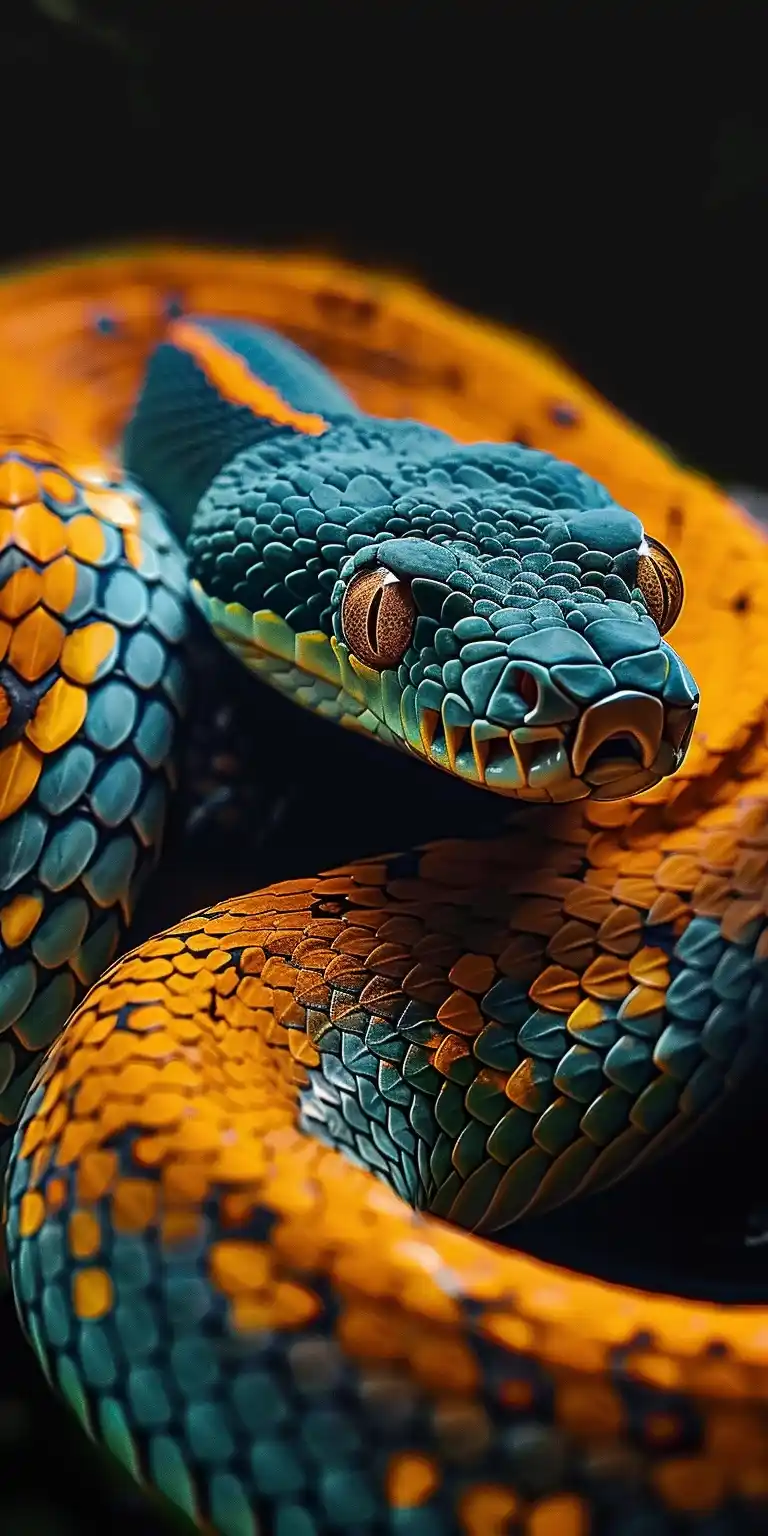 Realistic Orange Snake Photo Midjourney提示词