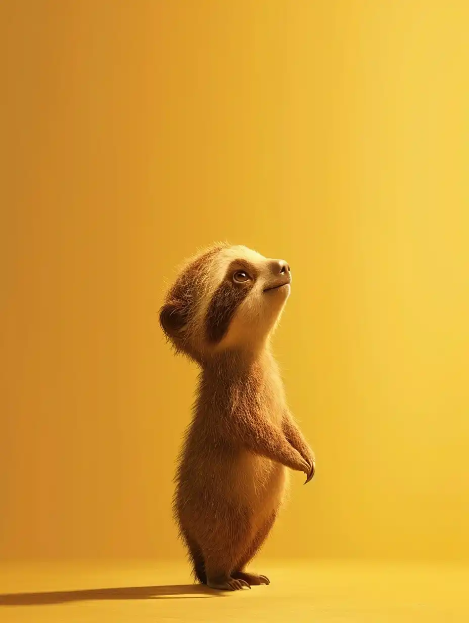 Cartoon Sloth Gazing Up Midjourney提示词