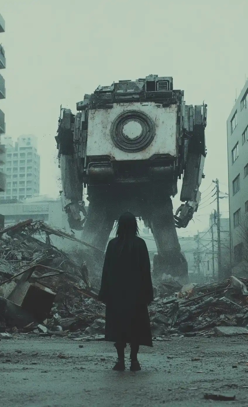 Sasuke in Gloomy Tokyo Midjourney提示词