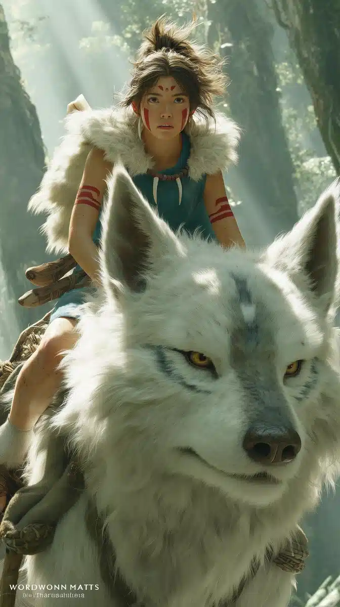 Cinematic Girl on Wolf Midjourney提示词