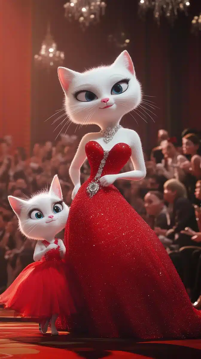 Pixar Cats on Runway Midjourney提示词