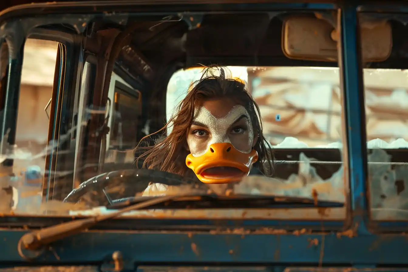 Duck-Billed Driver Cinematic Midjourney提示词