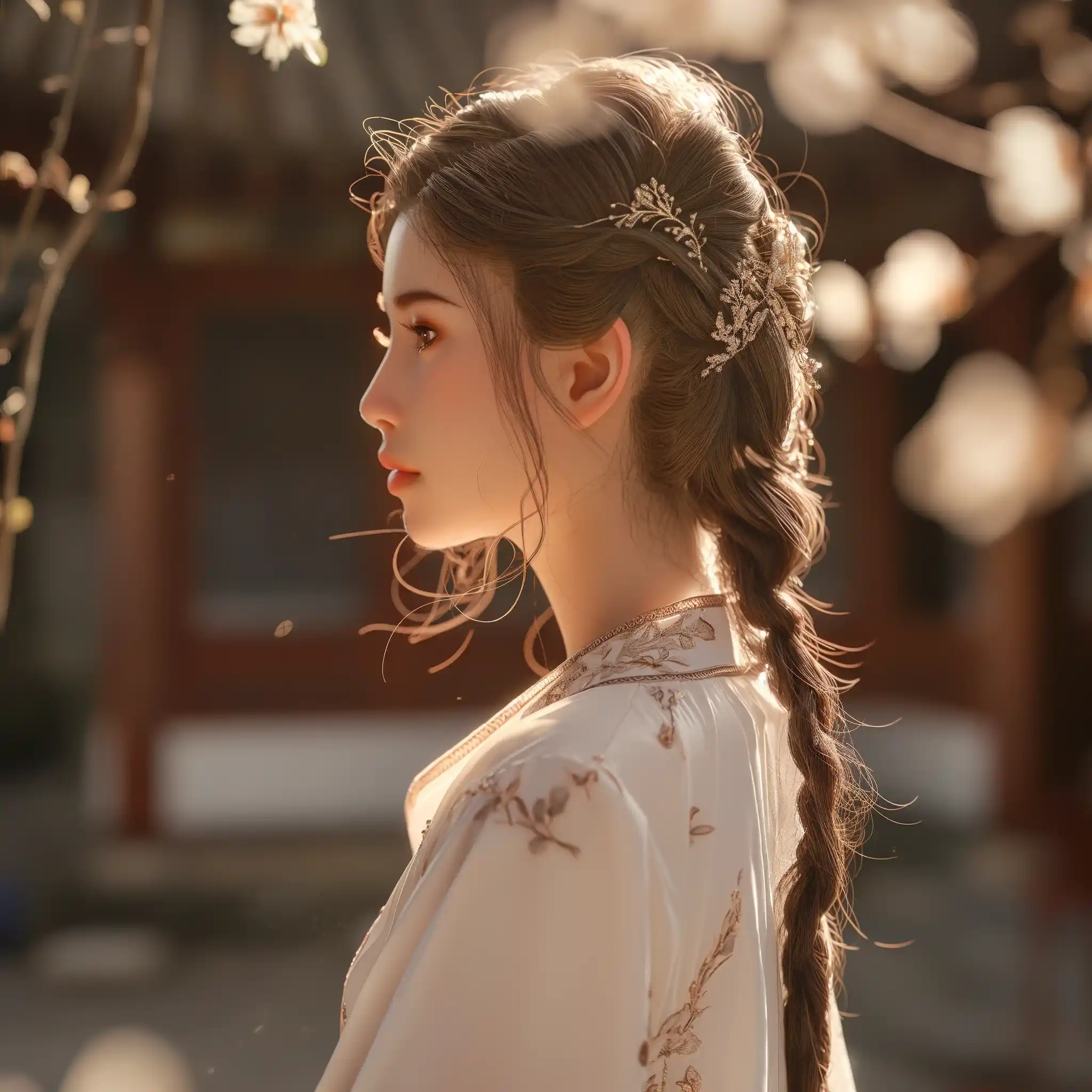 Chinese Hanfu Girl Portrait Midjourney提示词