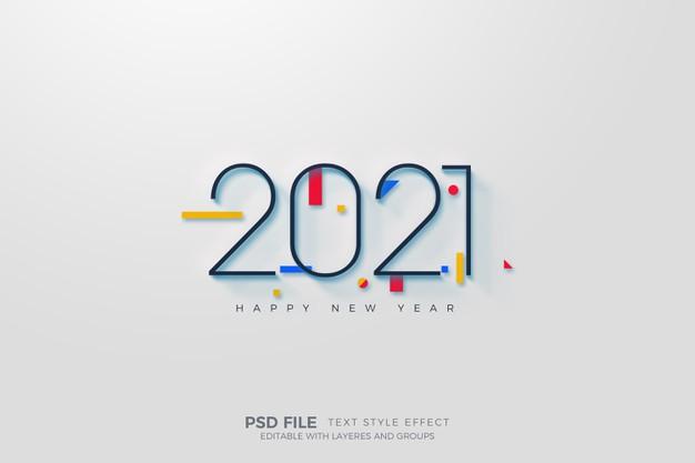  2021年新年快乐数字红丝带艺术字体矢量素材打包下载