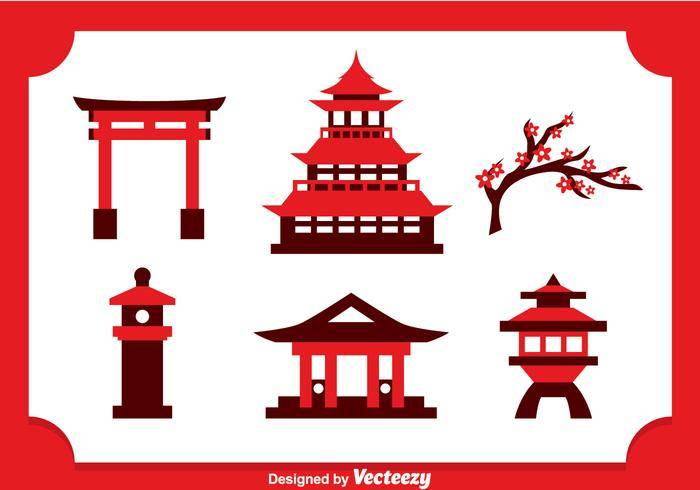 日本城堡图标矢量