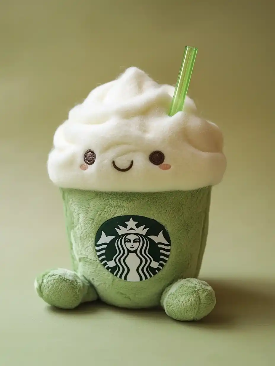 Plush Matcha Frappuccino Toy Midjourney提示词