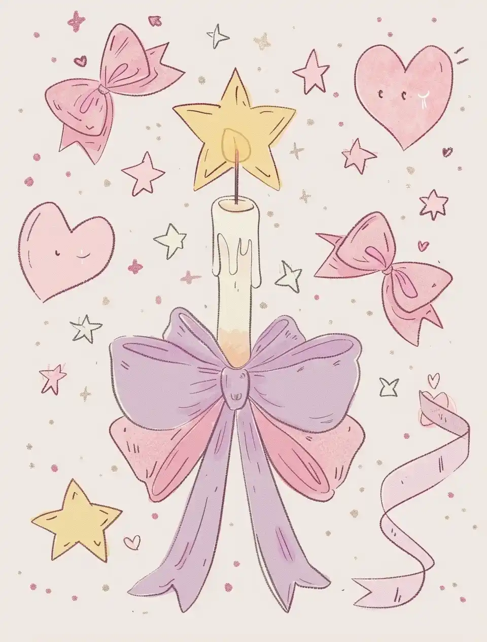 Pastel Magic Candle Illustration Midjourney提示词