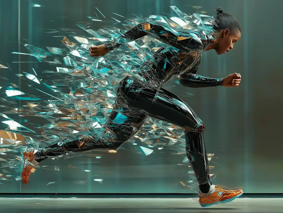 Geometric Athletes in Motion Midjourney提示词