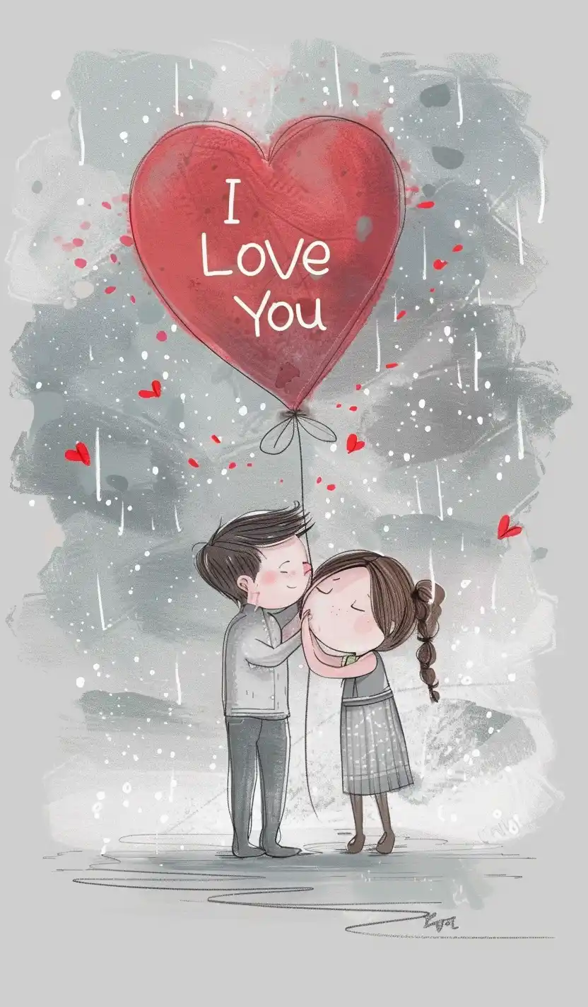 Heart Balloon Love Duo Midjourney提示词
