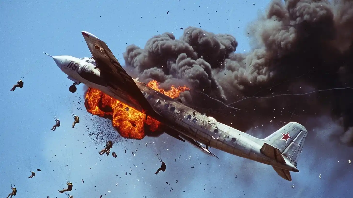 Russian Paratroopers Air Disaster Midjourney提示词
