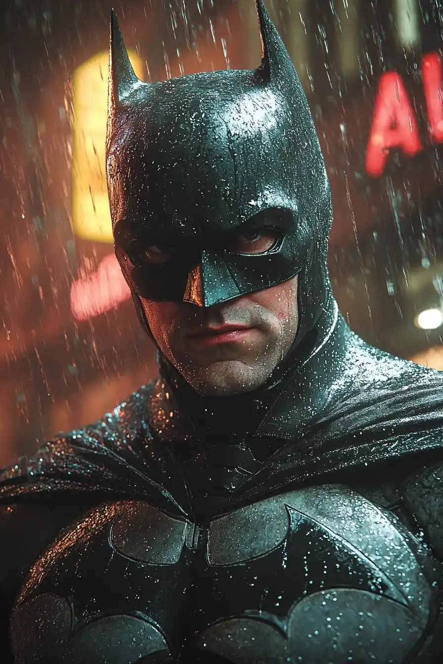 Noir Superhero Battle Scene Midjourney提示词