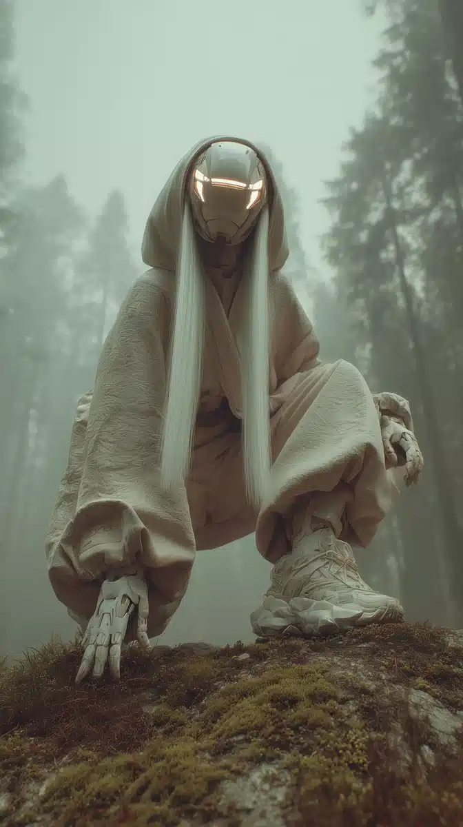 Cinematic Techwear Cyborg Chase Midjourney提示词