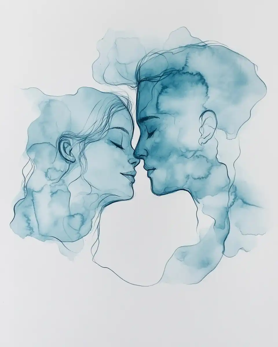 One-Line Drawing with Watercolor Midjourney 提示词生成效果