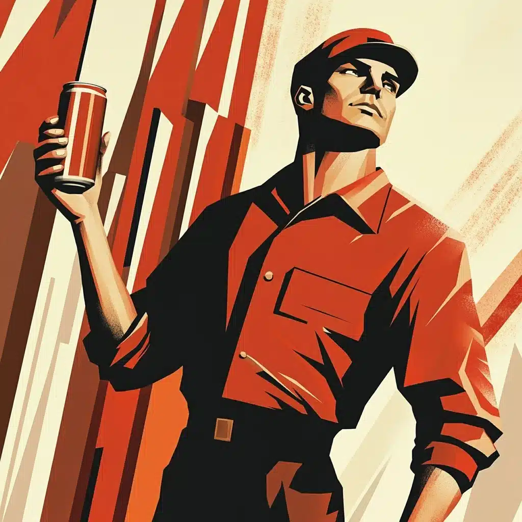 Soviet Worker Beer Poster Midjourney提示词