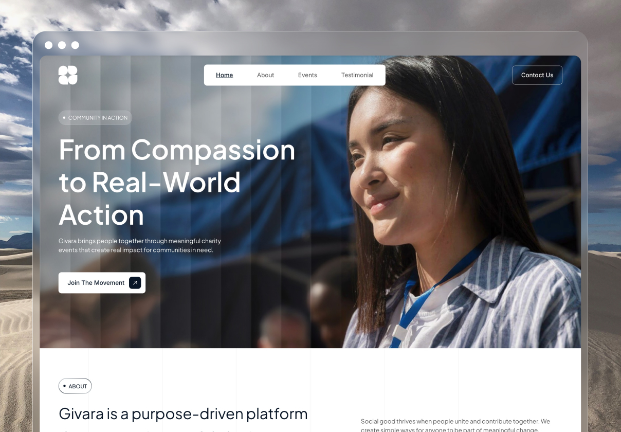 非营利慈善Framer网站（Givara），Givara - Non-profit Charity Website by Peterdraw