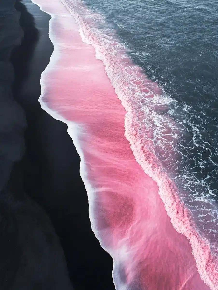Minimalist Pink Wave Photography Midjourney提示词