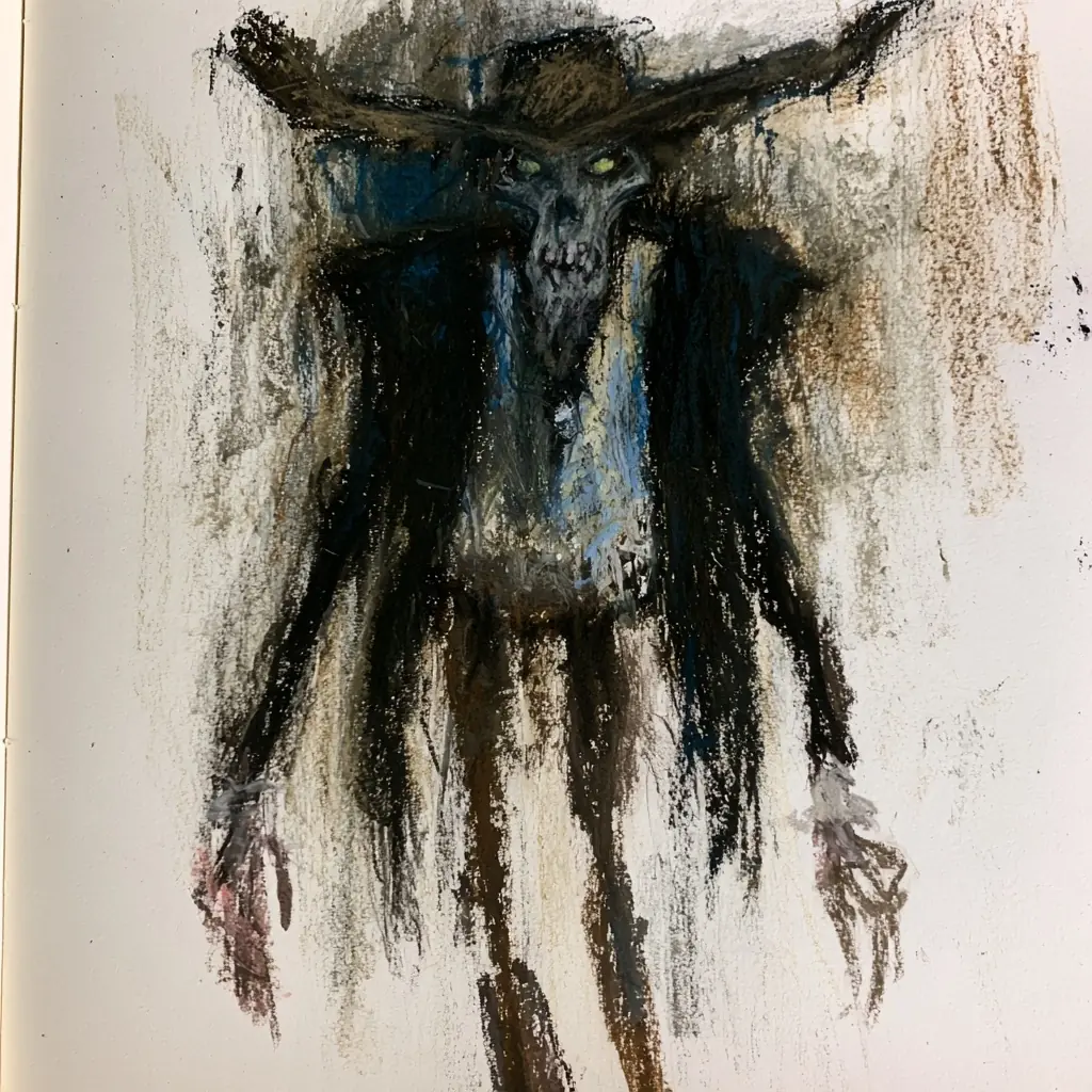 Oil Pastel Cowboy Demon Midjourney提示词