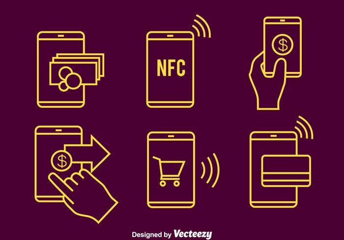 Nfc付款线图标矢量