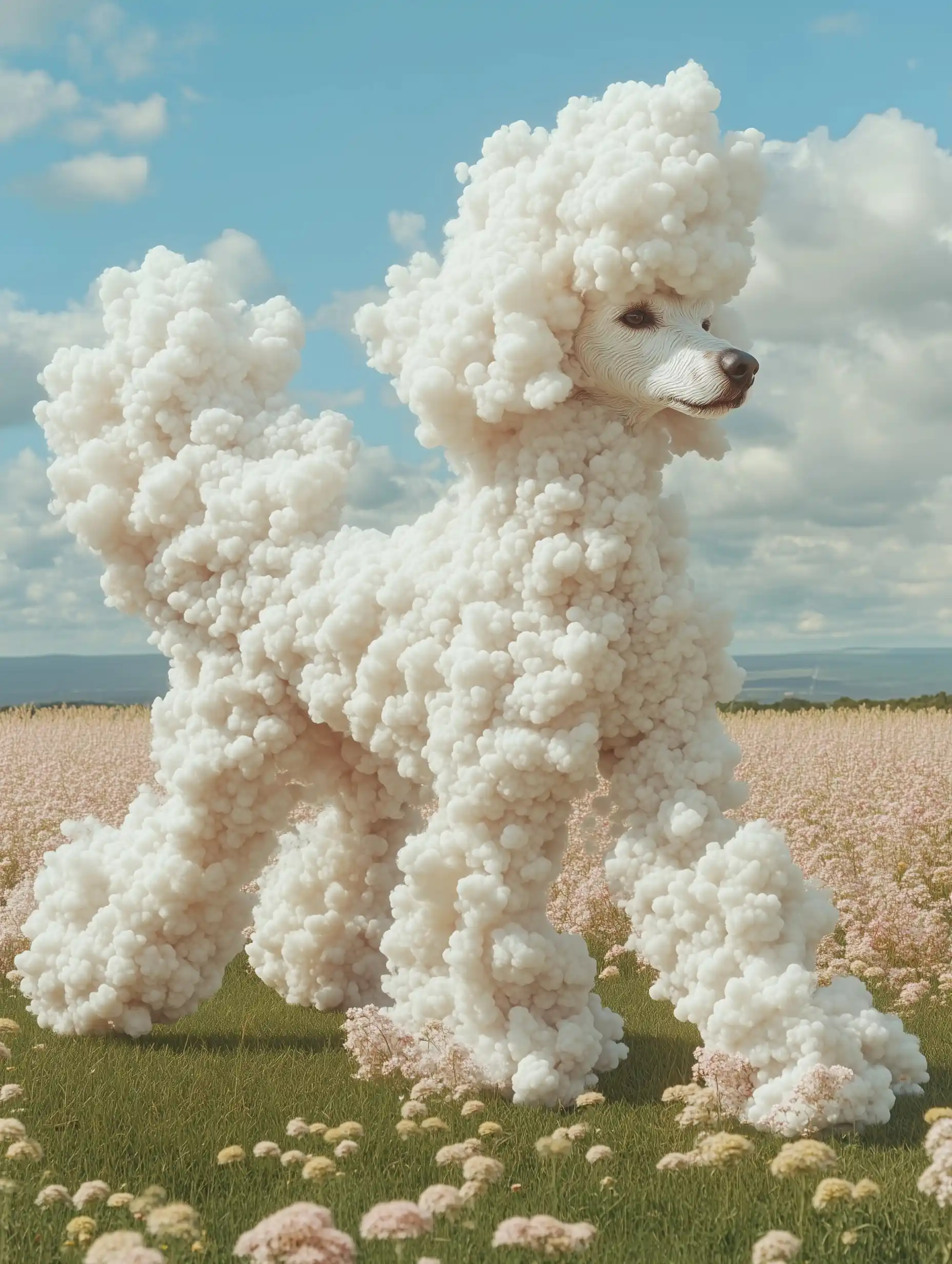 Poodle with Cloud Hair Midjourney提示词