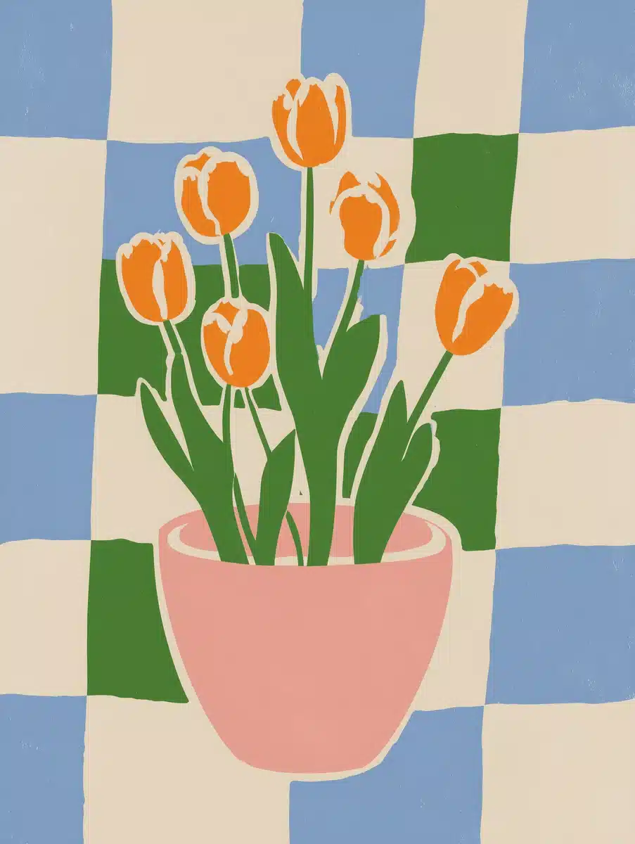 Minimalist Tulips in Pot Midjourney提示词