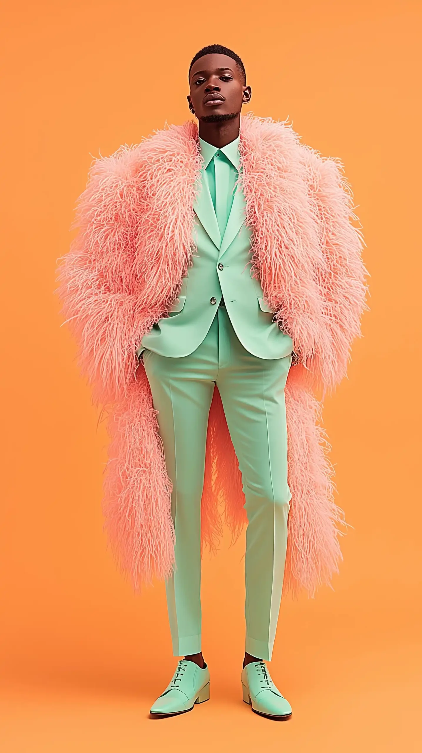 Mint Green Fringe Suit Midjourney提示词