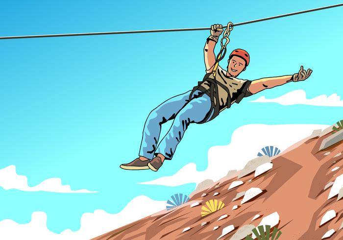年轻的男性Zipline车手