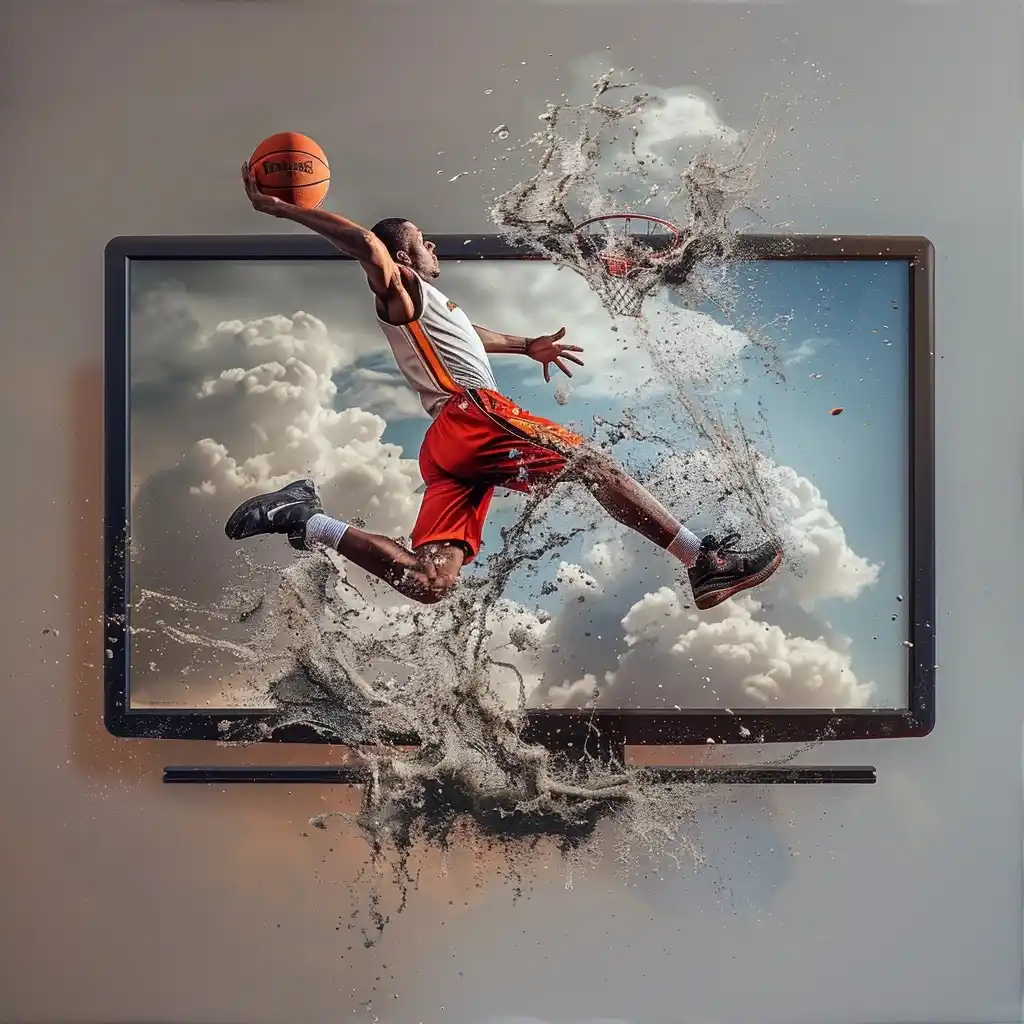 Jumping Basketball Player Illustration Midjourney提示词