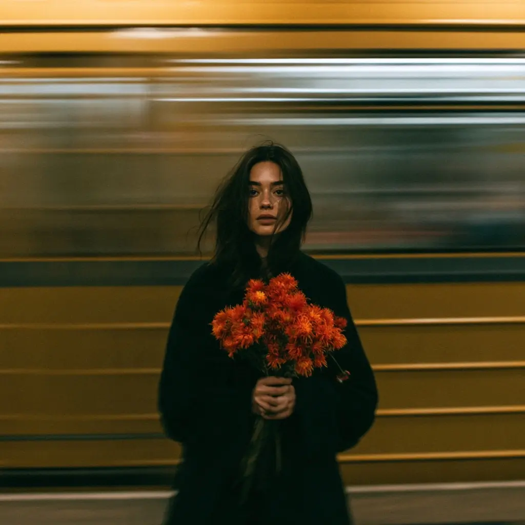 Subway Motion Blur Woman Midjourney提示词