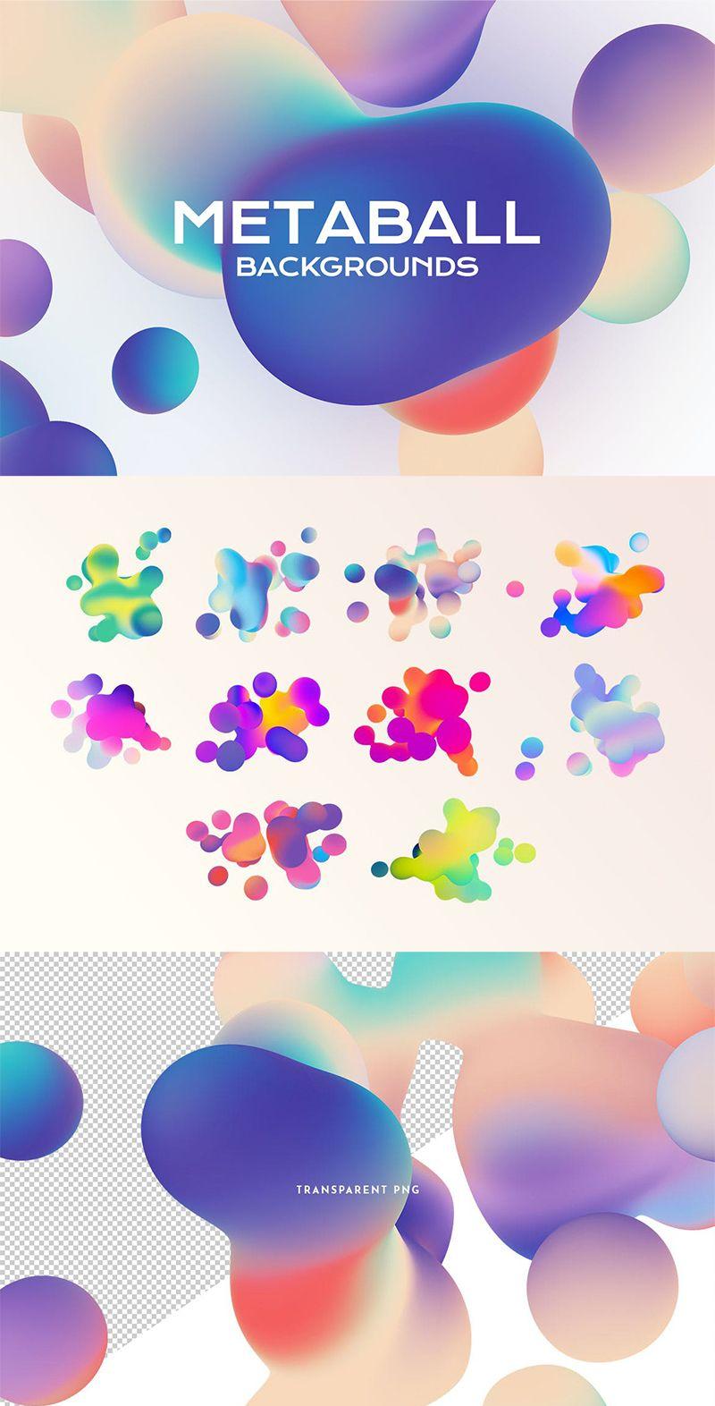 10款时尚彩色渐变流体背景PNG格式
