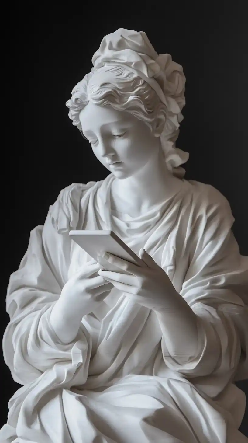 Antique Woman with Phone Midjourney提示词