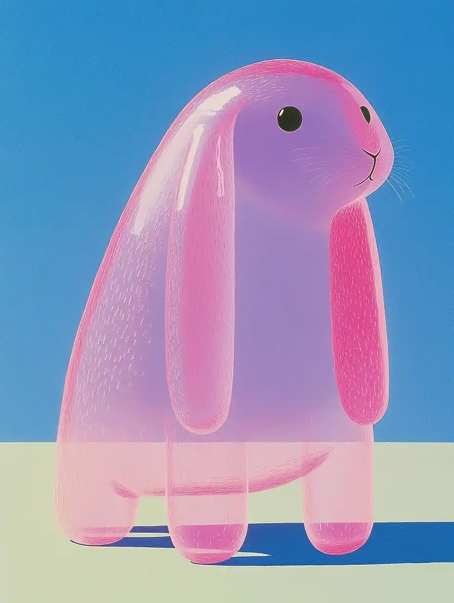 Transparent Glass Rabbits Jumping Midjourney提示词