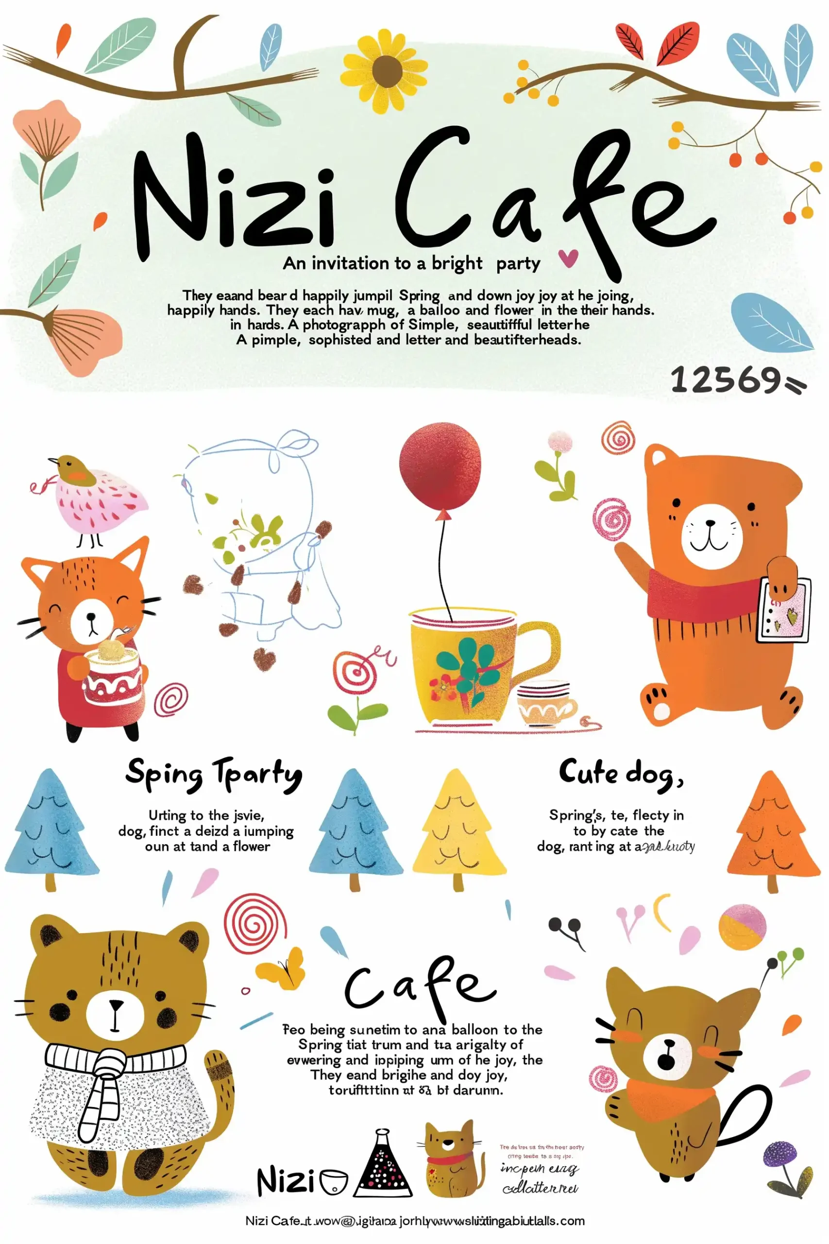Bright Animal Tea Party Midjourney提示词
