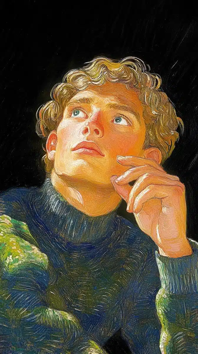 Contemplative Man in Thought Midjourney提示词