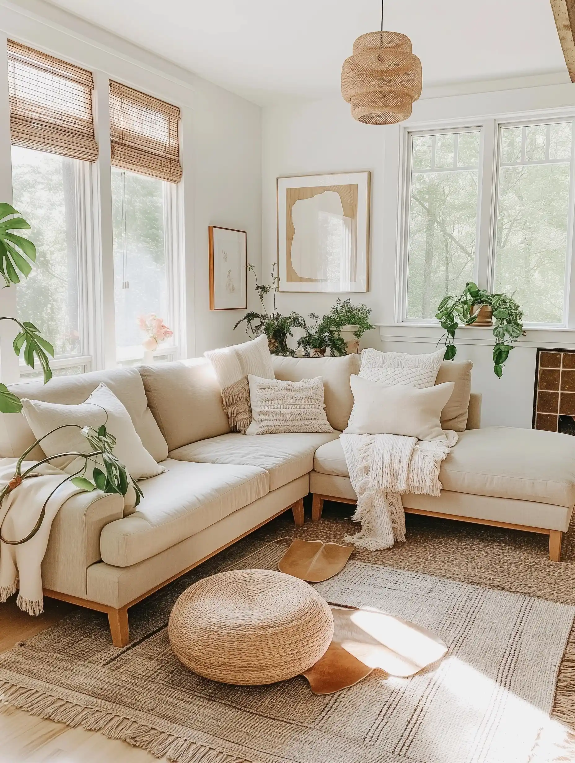 Eclectic Boho Scandi Living Midjourney提示词