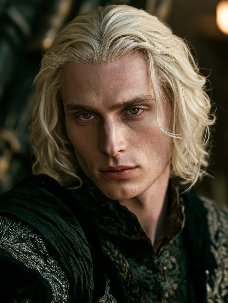 Realistic Valyrian King Portrait Midjourney提示词