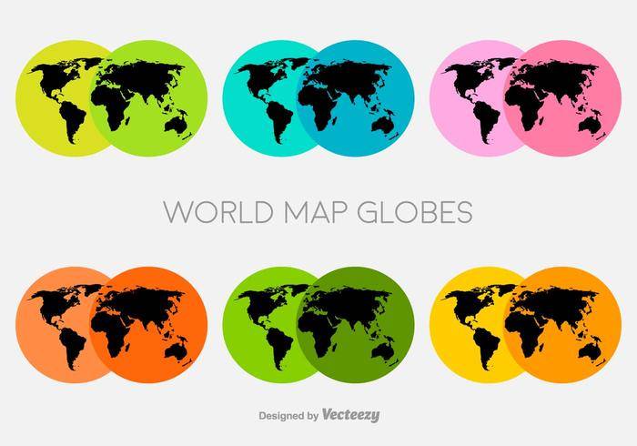 矢量彩色世界地图图标