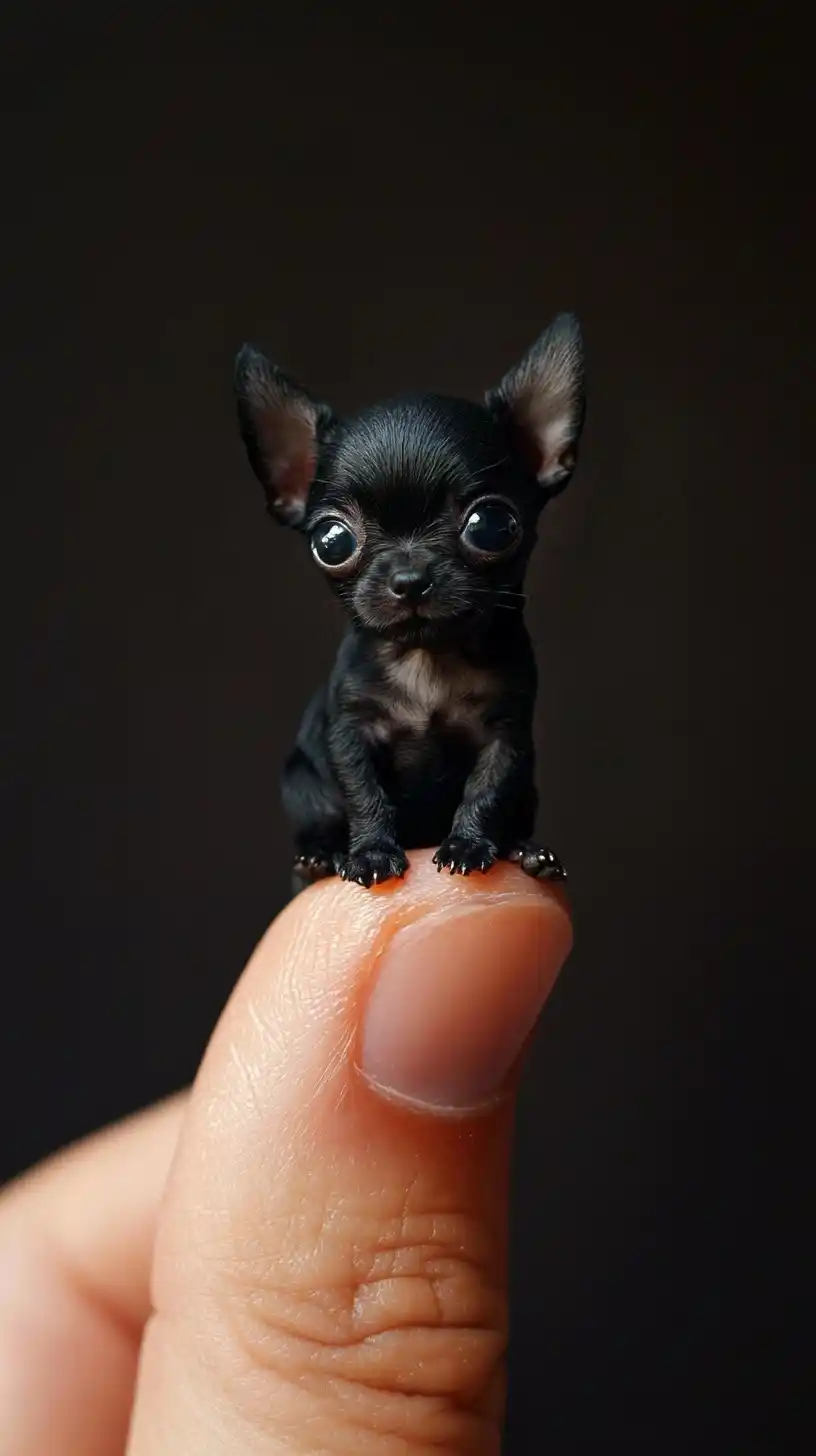 Black Dog on Finger Midjourney提示词