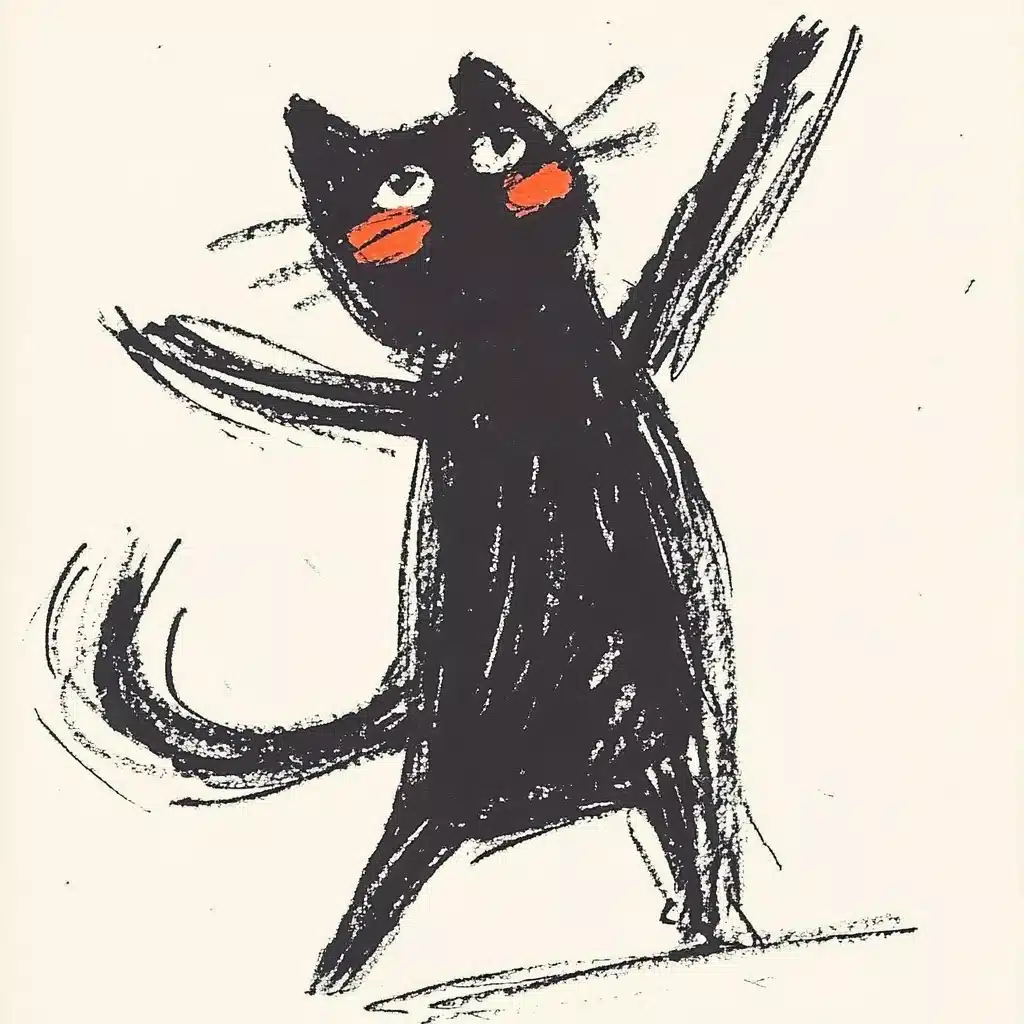 Black Cat Dancing Digitally Midjourney提示词