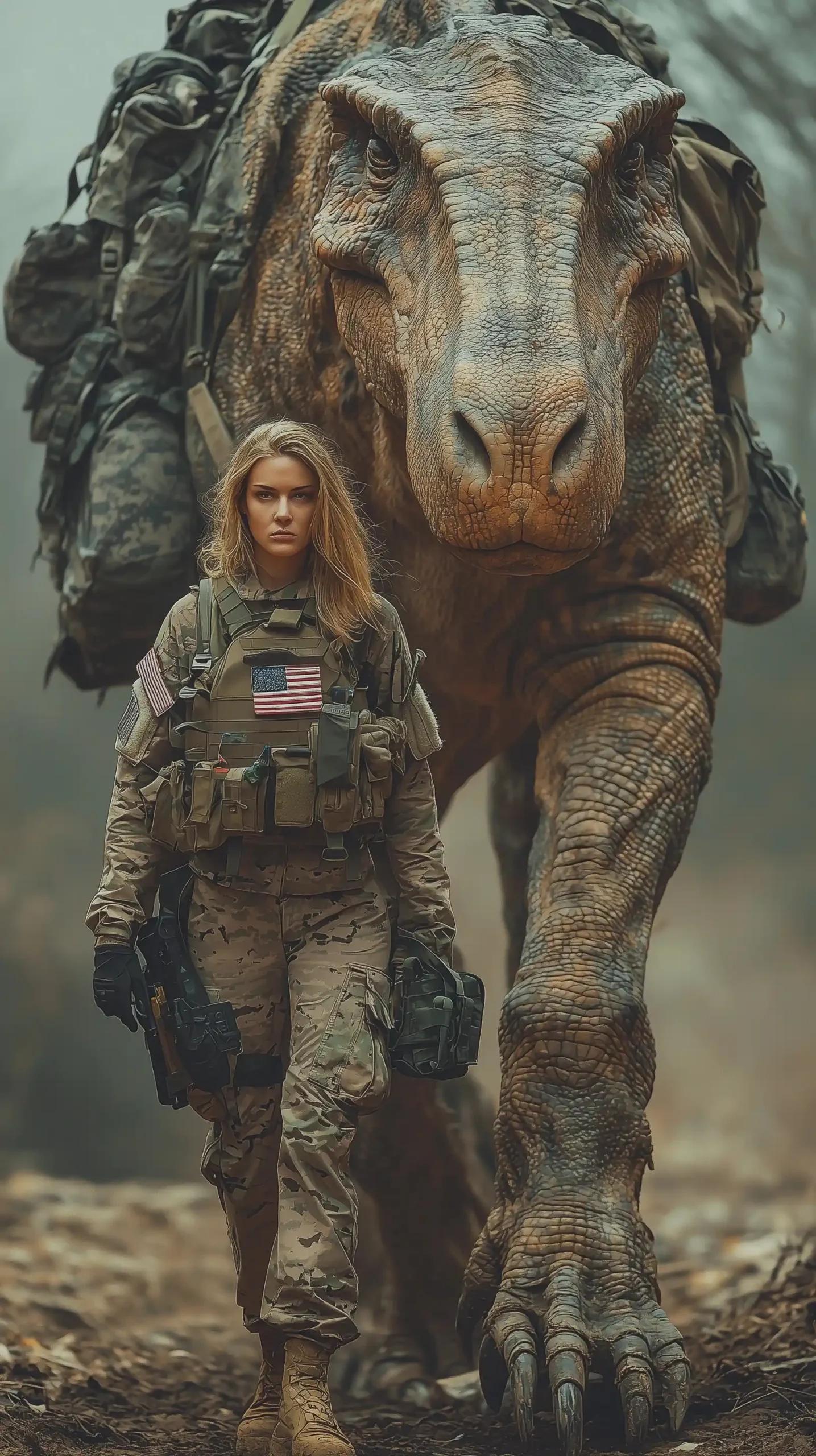 Soldier with Paraceratherium Midjourney提示词